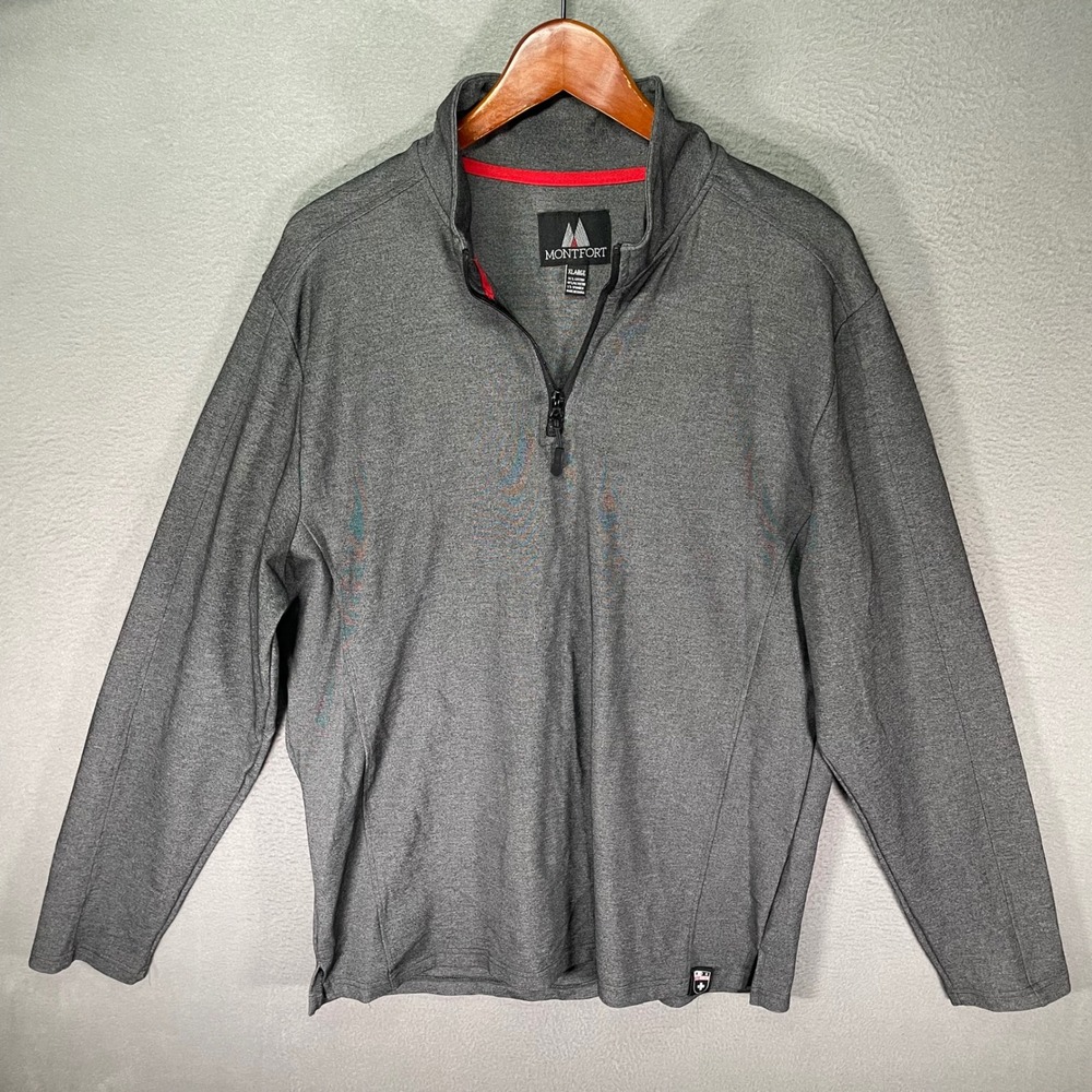Montfort Quarter Zip Pullover Mens XL Gray Mock Neck Stretch Active Top Golf